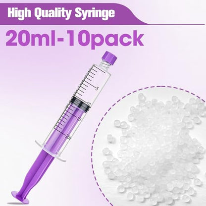 20ml Syringe with Cap, 20cc Plastic Syringes, 10 Pack | Liquid, Feeding, Individually Wrapped