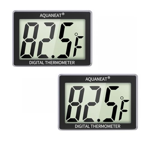 AQUANEAT Aquarium Thermometer 2 Packs, Fish Tank Thermometer, Aquarium Digital Temperature Gauge, with Large LCD Display - size: 2 Packs