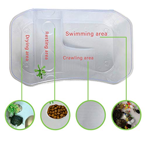 PINVNBY Plastic Turtle Tank Reptile Habitat Pet Terrariums Turtles Tank Aquarium Terrapin Topper Basking with Platform Plants,Durable,Safe, Non-Toxic(White) - color: White, size: 【1 PCS】