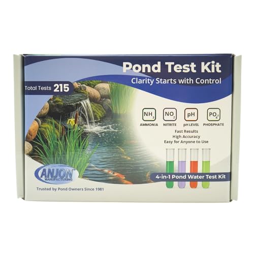 Half Off Ponds 4-in-1 Water Quality Test Kit | 215 total tests, Measures pH and Ammonia, Nitrite, Phosphate, Glass tubes, Freshwater aquariums