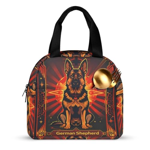 German Shepherd Dog Lunch Bag for Women Men | Insulated Lunch Box Leakproof Food Meal Containers Reusable Foldable 6L Capacity Lunch Tote Bags for Work Picnic Travel - color: style-13