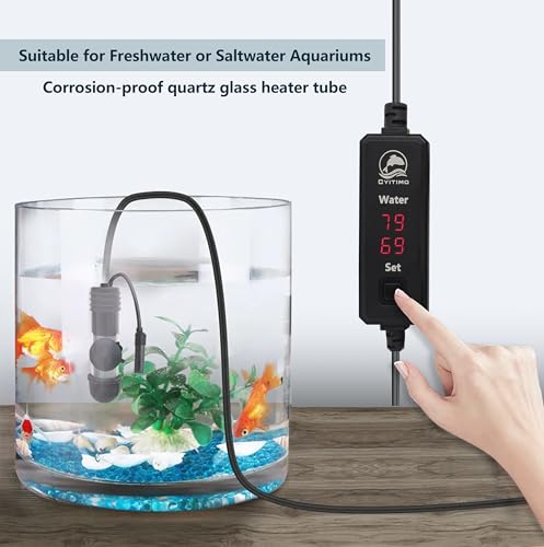 Small Aquarium Heater 25W Submersible Fish Tank Heater for 1-5 Gallons, Dual LED Display Temperature Controller, Suitable for Saltwater and Freshwater, Mini Water Heater for Betta/Turtle Tank - size: 25W