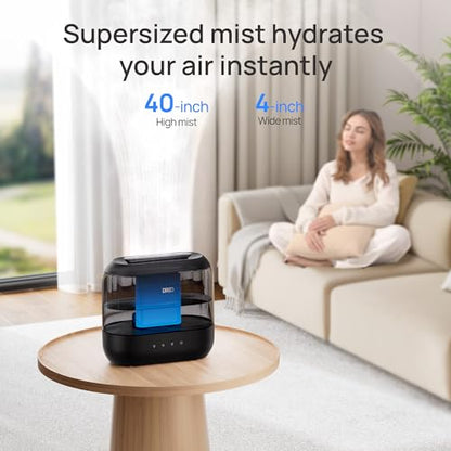 DREO 4L Humidifiers for Bedroom, 36H Runtime, 28 dB Quiet, HM311, Black | Easy to Refill & Clean, BPA-Free, Nightlight, Supersized Air Humidifiers for Large Room, Baby Nurseries, Plants, Indoor | Easy to Refill & Clean, BPA-Free, Nightlight, Supersized Ai