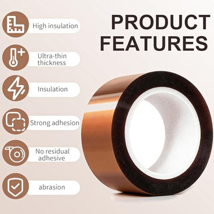 6 Rolls 10mm x 33m(0.4in x 108FT) Heat Tape for Sublimation Transfer, High Temperature Heat Resistant Tape Heat Transfer Tape for Heat Sublimation Press Vinyl,No Residue, Soldering,Circuit Board