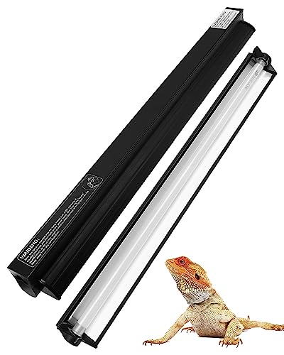 T5 UVB Reptile Light Kit, 39W T5 Reptile Light Fixture with UVB 10.0 Fluorescent Bulb, 35 in Terrarium Hood Light Fixture, Ideal for Tropical and Desert Habitats Reptile - size: 34 In