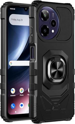 for Cricket Icon Pro SN512C 2026 Robotic Ring Stand Hybrid Cover Phone Case + Extreme Band (Black) - color: Black