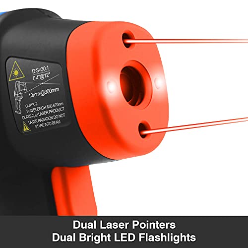 BT-1500 Pyrometer 30:1 Industrial Laser Thermometer Gun, -58℉ to 2732℉ Non Contact High Temp Infrared Thermometer Digital IR Temperature Gauge Orange(NOT for Human Temp Test) - color: Orange
