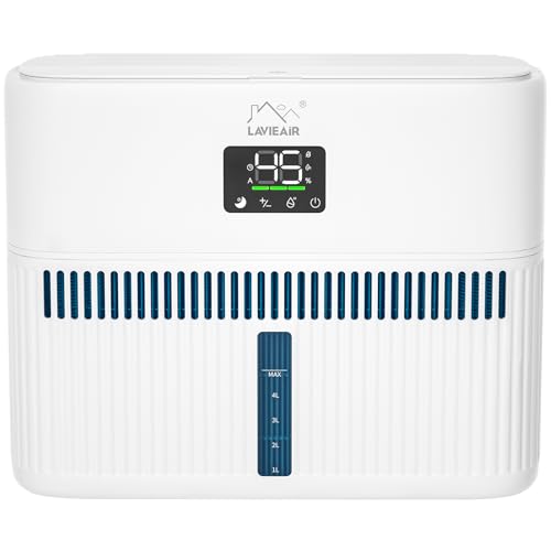 LAVIEAIR Evaporative Humidifiers for Bedroom up to 300 ft² 5L Tank Top Fill | Mist-free No White Dust Bedside Humidifier for Living Room, Nursery, Baby, Plants Max 48H Runtime, Easy to Clean