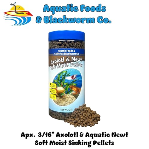 Axolotl Pellet Food 3/16" Soft Moist Sinking Pellets for Juvenile Axolotl Also Shrimp, Snails, Crayfish, Bottom Tropical Fish, Blackworm Pellets Included 12oz Canister - size: 12 Ounce (Pack of 1)