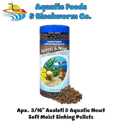 Axolotl Pellet Food 3/16" Soft Moist Sinking Pellets for Juvenile Axolotl Also Shrimp, Snails, Crayfish, Bottom Tropical Fish, Blackworm Pellets Included 12oz Canister - size: 12 Ounce (Pack of 1)