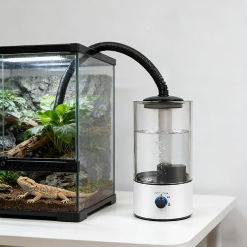 4L Reptile Humidifier Fogger with Adjustable Hose Automatic Atomizer Tank Large Capacity Amphibians Herps Terrariums Misting System for Terrarium Geckos Snakes Turtles Lizards Frogs