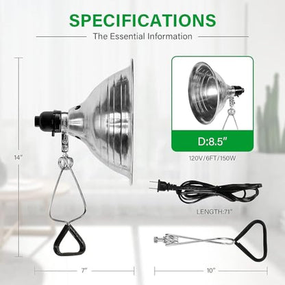 Simple Deluxe Clamp Lamp Light Socket with 8.5 Inch Aluminum Reflector, Suit for Max 150 Watt Lamp (No Bulb Included) with 18/2-Gauge 6 Feet Cord, 6-Pack - size: 8.5 Inch (150 Watts), style: 6-Pack
