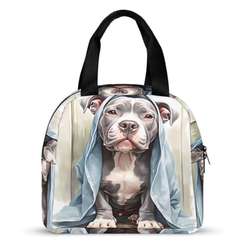 Funny Pit Bull Dog Lunch Bag for Women Men | Insulated Lunch Box Leakproof Food Meal Containers Reusable Foldable 6L Capacity Lunch Tote Bags for Work Picnic Travel - color: style-7