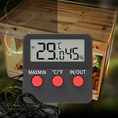POPETPOP 2sets Digital Thermometer Hygrometer for Reptile Boxes Accurate Humidity Measurement for Turtle and Lizard Tanks Display for Incubation Monitoring