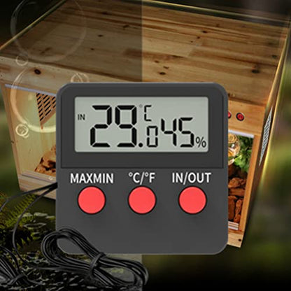 POPETPOP 2sets Digital Thermometer Hygrometer for Reptile Boxes Accurate Humidity Measurement for Turtle and Lizard Tanks Display for Incubation Monitoring