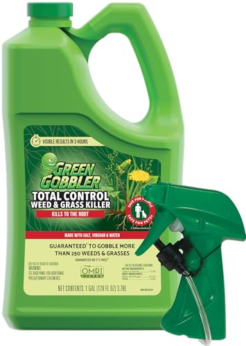 Green Gobbler Natural Total Control Weed & Grass Killer | Made with Concentrated Salt & Vinegar | Pet Safe | Kills to The Root | 1 Gallon Trigger - size: 1 Gallon with Trigger Sprayer