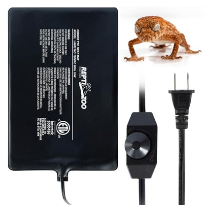 REPTI ZOO 8" X 12" Reptile Heat Pad Fast Heating Pad with Adjust Knob 16W Reptile Heat Mat for Turtles/Hermit Crabs/Bearded Dragons/Leopard Geckos/Snakes/Lizards, and Seed Germination - size: 8" X 12" with Adjust Knob