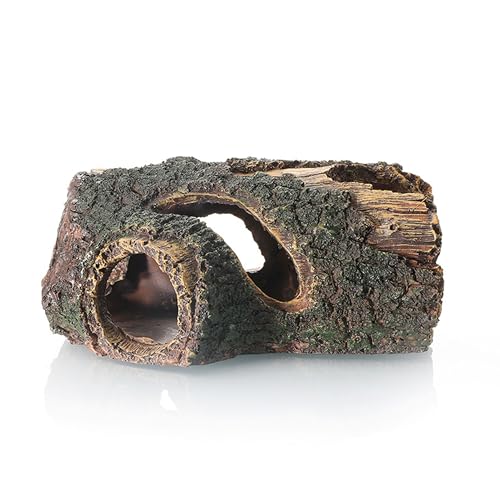 Reptile Hide Cave, Resin Hollow Log Hideout，Reptile Tank Accessories Climbing Toys Hideaway Caves Decor for Lizards,Gecko,Turtles,Reptiles,Amphibians and Fish