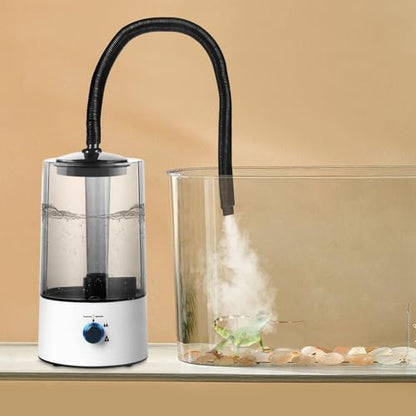 Pet Humidifier with Adjustable Hose, 1.06 Gallon Reptile Fogger for Terrarium, Quiet Cool Mist Maker for Lizard Snake Tortoise, 3 Spray Levels, Auto Shut-Off, White