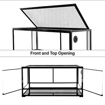 Glass Reptile Terrarium, 40"x20"x20" Bearded Dragon Tank with One-Hand Opening Front Hinge Doors, Top and Front Ventilation, Reptile Habitat for Bearded Dragon Ball Python Snake Gecko Knock-Down - style: 40"x20"x20"(70 Gal)