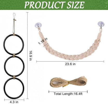 2pc Snake Climbing Toys, Reptile Enrichment Toys Climbing Rings Swing Climbing Rope for Ball Python Corn Snake Durable Habitat Decor Tank Accessories for Garter Snakes, Gecko, Chameleon, Iguana,Lizard