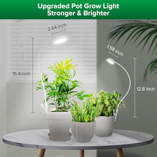 SANSI Grow Lights for Indoor Plants, Pot Clip-On Plant Lights, 10W 2-Pack | Plant Lights for Indoor Growing, Full Spectrum LED Grow Lights, 4-Level Dimmable, 3/6/12H Timer,4000K - size: 2-Pack