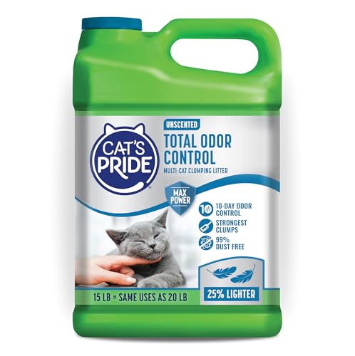 Cat's Pride Total Odor Control, Max Power, Clumping Litter Unscented 15lb - size: 15 Pound, style: Total Odor Control Unscented