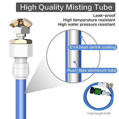 HAOWIN Upgraded Misters for Outside Patio, 3 Nozzles Fine Mist Leakproof 6.6FT Aluminum Bendable Hose Mister, Misting System for Patio Misters for Cooling Outdoor Greenhouse Chicken Coop Trampoline