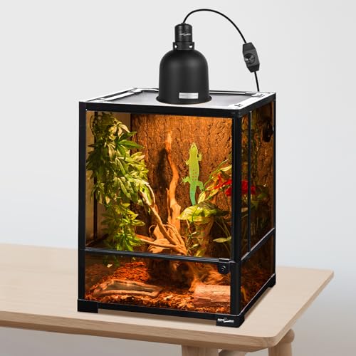 REPTI ZOO Reptile Light Fixture with Dimmable Switch,5.5 inch Deep Dome Lamp Fixture for Reptile Tank Terrarium,Optical Reflection Cover for UVB UVA Bulb Basking Heat Bulb