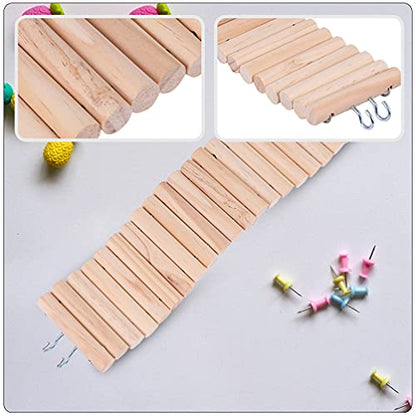 Hamster Ladder Hamster Climbing Toy with Hook Wooden Ladder Bridge Gerbils Mice and Small Animals Reptile Tortoises