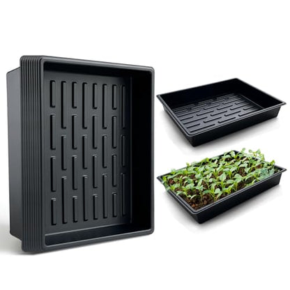 RooTrimmer Seed Starter Tray, 10 Packs Plant Tray, Durable Plastic Growing Trays, Stackable Seedling Starter Trays Perfect for Indoor, Outdoor, Greenhouses, 16.5" L x 13.2" W x 2.8" H - Black - size: 16.5" x 13.2" x 2.8" Tras - 10P