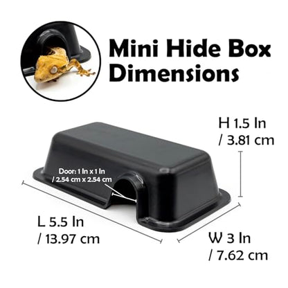 Pangea Reptile Hide Box, A - Mini 5.5"x3"x1.5" | Fits Most Standard Rack Units, Usable as Snake Tank Accessories, Good for Ball Python, Boas, Leopard Geckos, Kingsnake - size: A- Mini