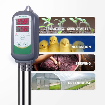 Inkbird WiFi ITC-308 Digital Temperature Controller Thermostat | Remote Monitoring Controlling for Home Brewing Fermentation Breeding Incubation Greenhouse - size: WiFi ITC-308