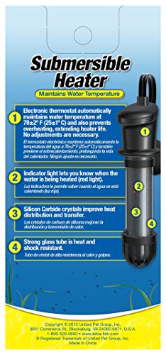 Tetra 100W Submersible Aquarium Heater For 10-30 Gallon Fish Tanks | Automatic Thermostat Keeps Water At 78 Degrees, Easy To Use - Attaches To Aquarium Wall, Heat & Shock Resistant - size: 10-30 Gallon