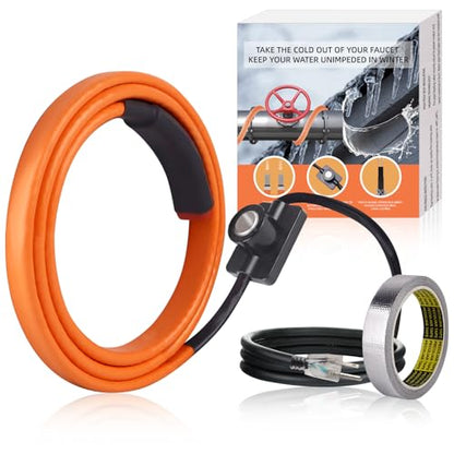3ft Heat Tape for Water Pipes, Water Line Heat Tape with Thermostat, Freeze Protection Heating Tape for Water Pipes, Pipe Heat Tape, for Metal Plastic Pipes and Roof RV Protection in Winter - style: 3FT with Thermostat