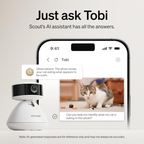 PETLIBRO AI Dog Camera Pet Camera Indoor with Phone App [Multi-Pet Recognition, Daily Activity Analysis & Smart Summaries] Cat Cam 360° View, 1080P Dog Cam Night Vision, 2-Way Audio Home Camera WiFi - color: White, size: with 7-Day AI Trial