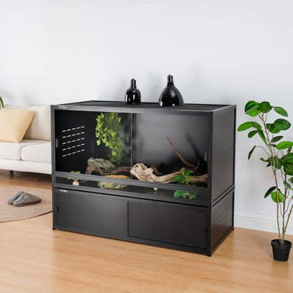 Reptile Terrarium Cabinet 48''x24''x24'' Large PVC Reptile Enclosure 120 Gallons with 12'' Height for Bearded Dragon Gecko Lizard Snake, Wide Breeding Vivarium Area with Sliding Doors Lock - size: 48"x24"x24" + 48"x24"x12"