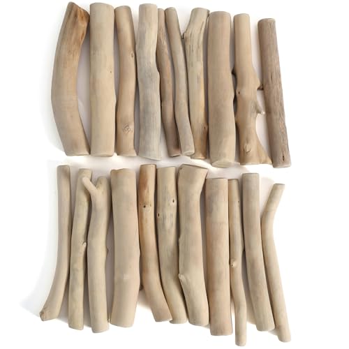 Driftwood for Crafts, 4.7 Inch Long 0.4-0.8 Inch in Diameter Driftwood Sticks for DIY Crafts Photo Props School Projects, Beach Wood Crafts Decor (20Pcs)