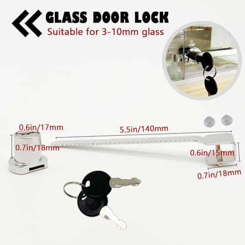 QEDT Sliding Glass Door Ratchet Lock 2 Pack Glass Display Case Lock | Rust-Proof,Keyed Alike Showcase Display,Use on Various Glass Doors, Including Display Cabinets, Showcases, Sliding Glass Door