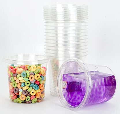 Golden Apple, 24oz. Ultra Clear Recycled PET Plastic Round Deli Container and Flat Lid Combo - 18sets - size: 24oz & Flat lids