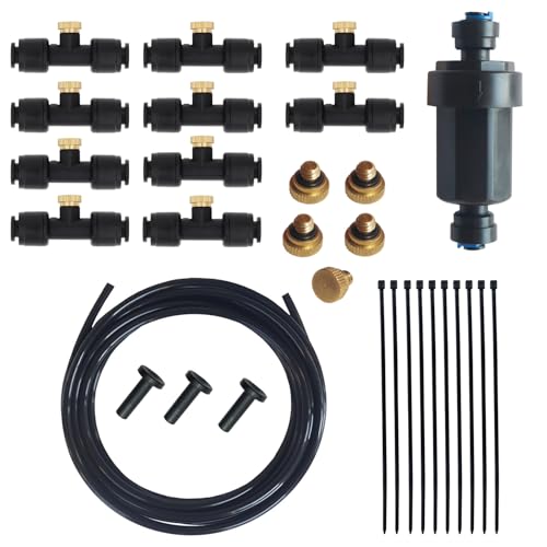 Reptile Terrariums Misting Accessories kit, Reptile Mister Nozzles, with 10 Misting Nozzle, 5 Brass Plugs, 3 Plugs, 1 Misting System Filter, 16ft 1/4 inch Tube, Black - size: 20PCS Reptile Misting Nozzles