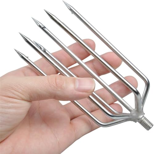 5/7 Prong Fishing Harpoon, Stainless Steel Gig Gaff Hook with 8mm Screw, Harpoon Hook for Hunting Fish Flounder Frog Gig in Pond River Lake, Capable for Fishing Gaff Gig Pole - color: 7 Prong with 8mm screw