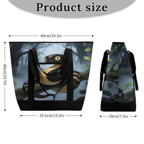 Black Snake Insulated Cooler Bag Reusable Grocery Tote Bags Transport Large Lunch Purser for Work Picnic Hiking