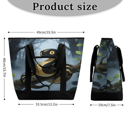 Black Snake Insulated Cooler Bag Reusable Grocery Tote Bags Transport Large Lunch Purser for Work Picnic Hiking