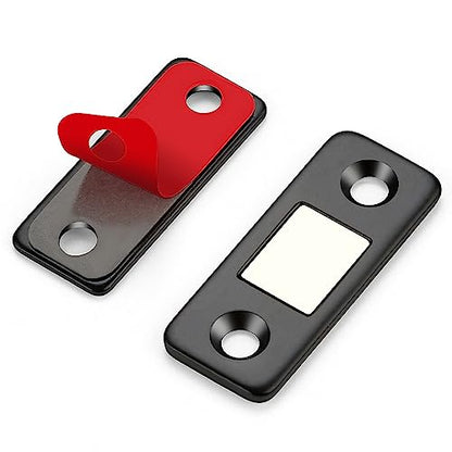 Ultra Thin Cabinet Magnetic Door Catch Stainless Steel,Matte Black,12 Pack | Cabinet Magnets Adhesive Drawer Latch, Stick-On Mount, For Cabinets, Drawers, Closets, Cupboard Wardrobe - color: Black