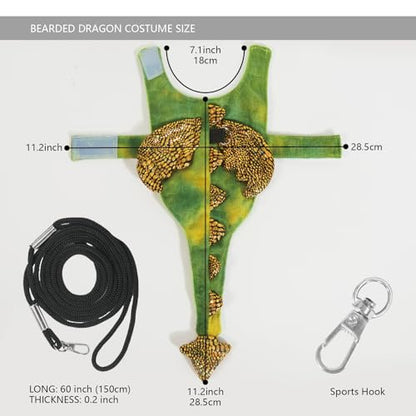 Bearded Dragon Leash and Harness Set, Beardie Carrier, Lizard Adjustable Harness with Leather Wings and Sling Bag, Reptile Small Pet Backpack Batwing Accessories (Green) - color: Green
