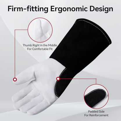ARCCAPTAIN Soft Goat Grain TIG Welding Gloves with High Dexterity, 4-Inch Extended Cuff, Comfortable TIG Gloves with Reinforced Seams, Medium - size: Medium