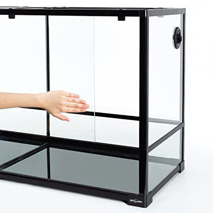 REPTIZOO 88 Gallon Large Reptile Terrarium 48" x 18" x 24" Knock-Down Glass Reptile Tank with Double Hinge Door & Screen Ventilation, Supporting Used as 2 Separate Habitats Easy Assembly - size: 48" x 18" x 24"