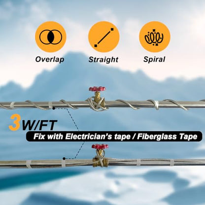 HEATIT Mobile Home 100' Heat Cable HTM Braid Self Regulating heating Tape | Cut the cable to your required length for custom installations on residential or commercial projects. - size: 100 Feet