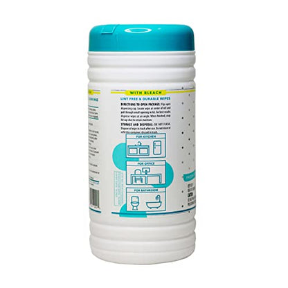 Juniper CLEAN 1 Pack Surface Cleaning Wipes with Bleach, All-Purpose Cleaner for Bathroom, Kitchen, Office, 75 Count Canister, 7.5" x 7" Sheet, Fresh Scent, Lint Free & Durable - size: 75 Count (Pack of 1)